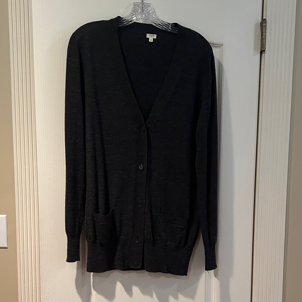 Dark Gray Button-Up Cardigan
